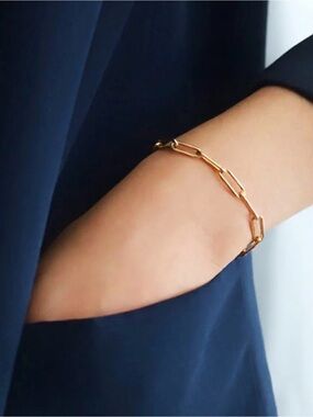 Gold Paperclip Link Bracelet - Summer Vibes